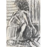 Colin Moss A.R.C.A. (1914-2005) Nude kneeling, charcoal, signed lr.lt, 69 x 49cm