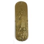 An Elkington's 'Art Gold Bronze' Art Nouveau door plaque depicting a woman and putti with bat
