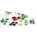 A small lot of Murano style glass animals to include snakes, pigs, fish, deer, etc