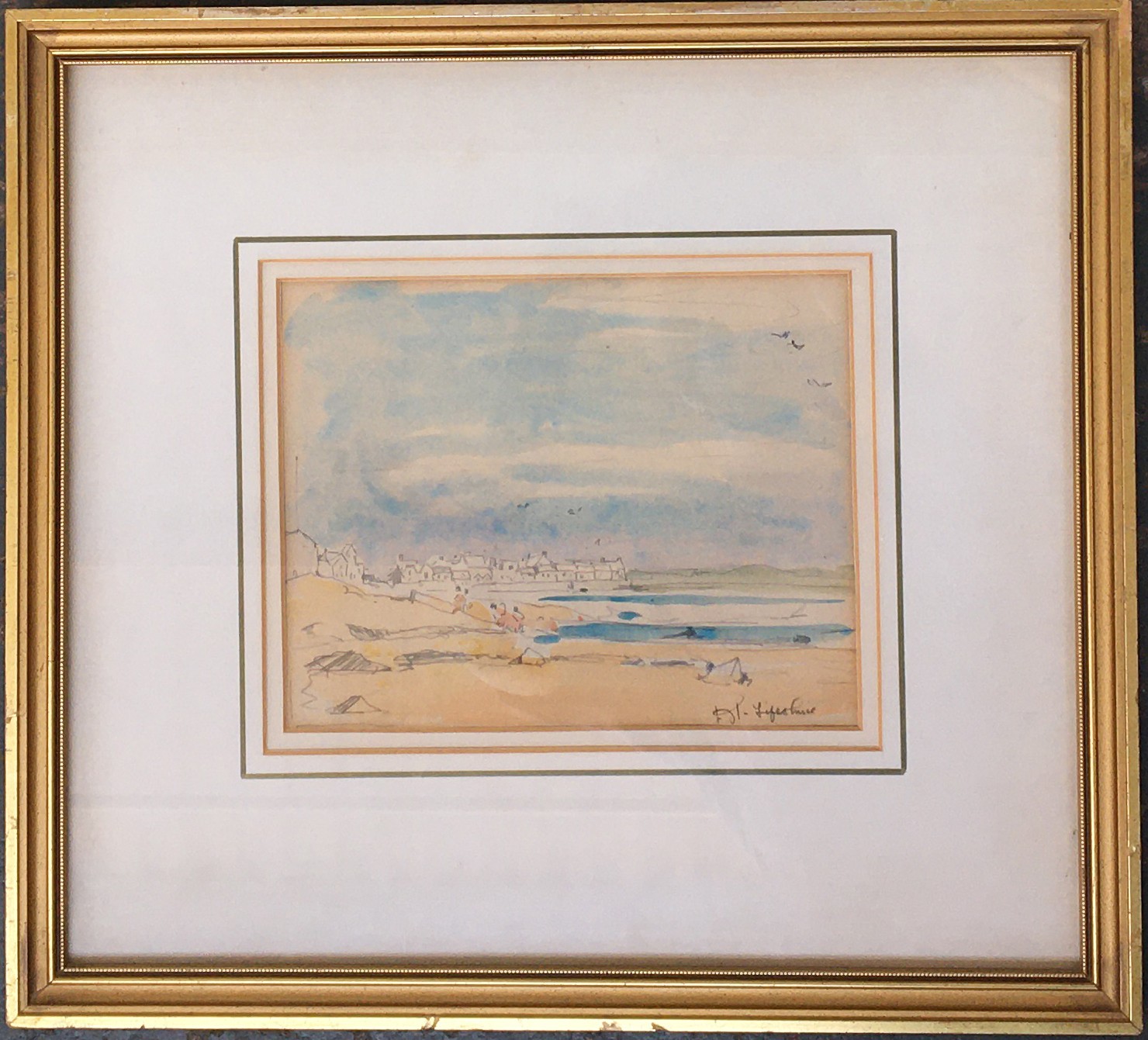 Circle of George Leslie Hunter (1877-1931), study of a Fifeshire beach, watercolour on paper, signed