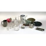 A mixed lot to include a Susie Cooper 'Glen Mist' coffee pot, 2 Parker pens, plated toast rack,