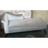 A modern velour upholstered chaise longue, approx. 160cmL