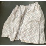 A pair of heavy lined curtains with floral check pattern, each approx. 115cm drop, 235cm