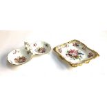 Two hand painted floral Hammersley pin dishes, each signed F. Howard