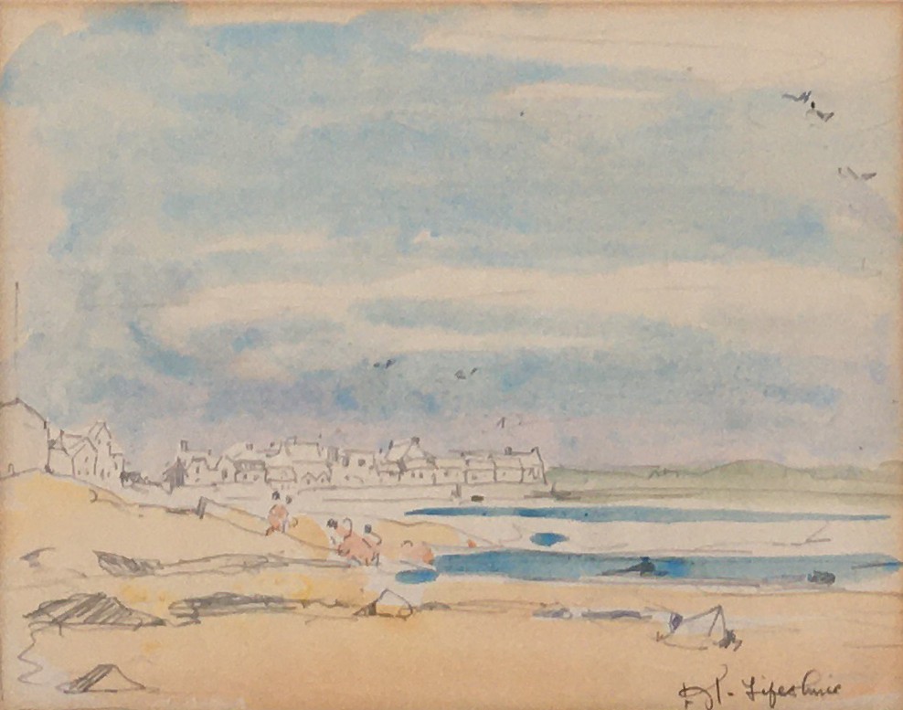 Circle of George Leslie Hunter (1877-1931), study of a Fifeshire beach, watercolour on paper, signed - Image 2 of 2