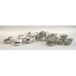 A 19th century Spode miniature part tea service; together with a small quantity of pink transfer