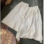 A pair of white cotton curtains, each approx. 150cm drop, ungathered width 220cm approx.