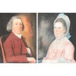 English School, 18th century, a pair of portraits of Mr and Mrs Rogers, pastel, one inscribed to