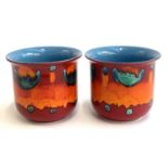 A pair of Poole Pottery Volcano planters, 15cmH