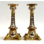 A pair of Royal Crown Derby candlesticks, pattern number 1128, 26.5cm high