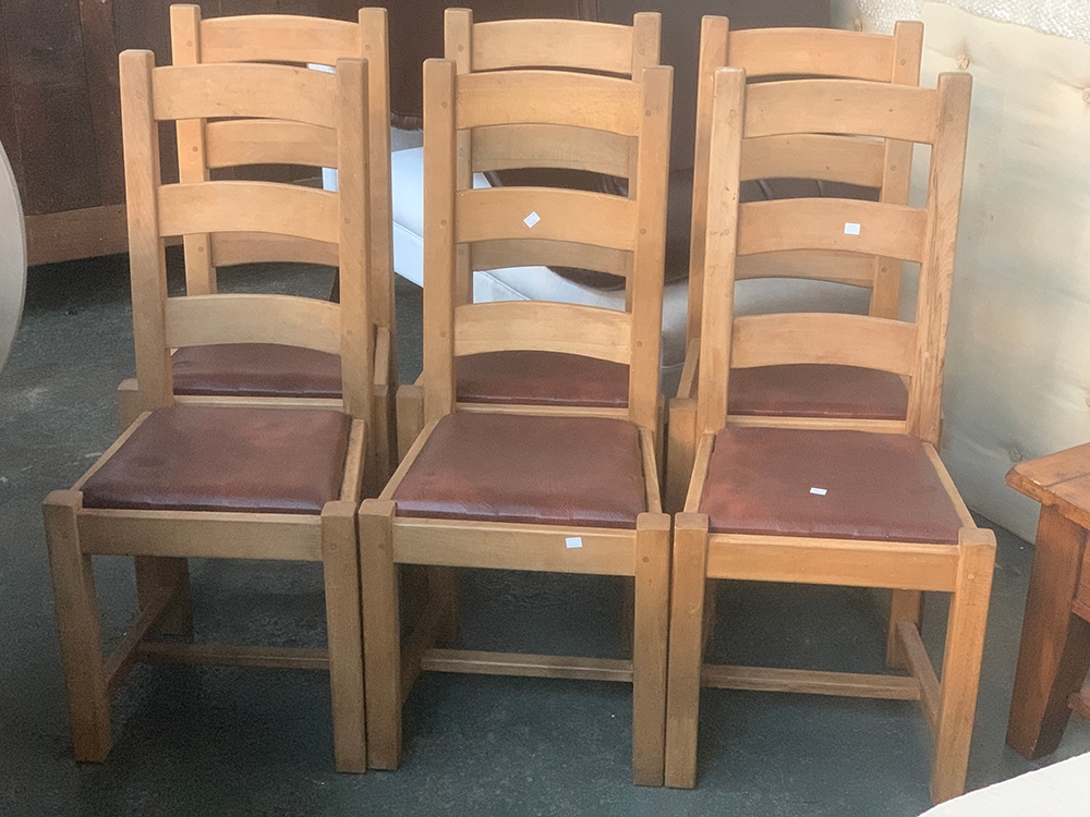 A set of six modern beech kitchen chairs