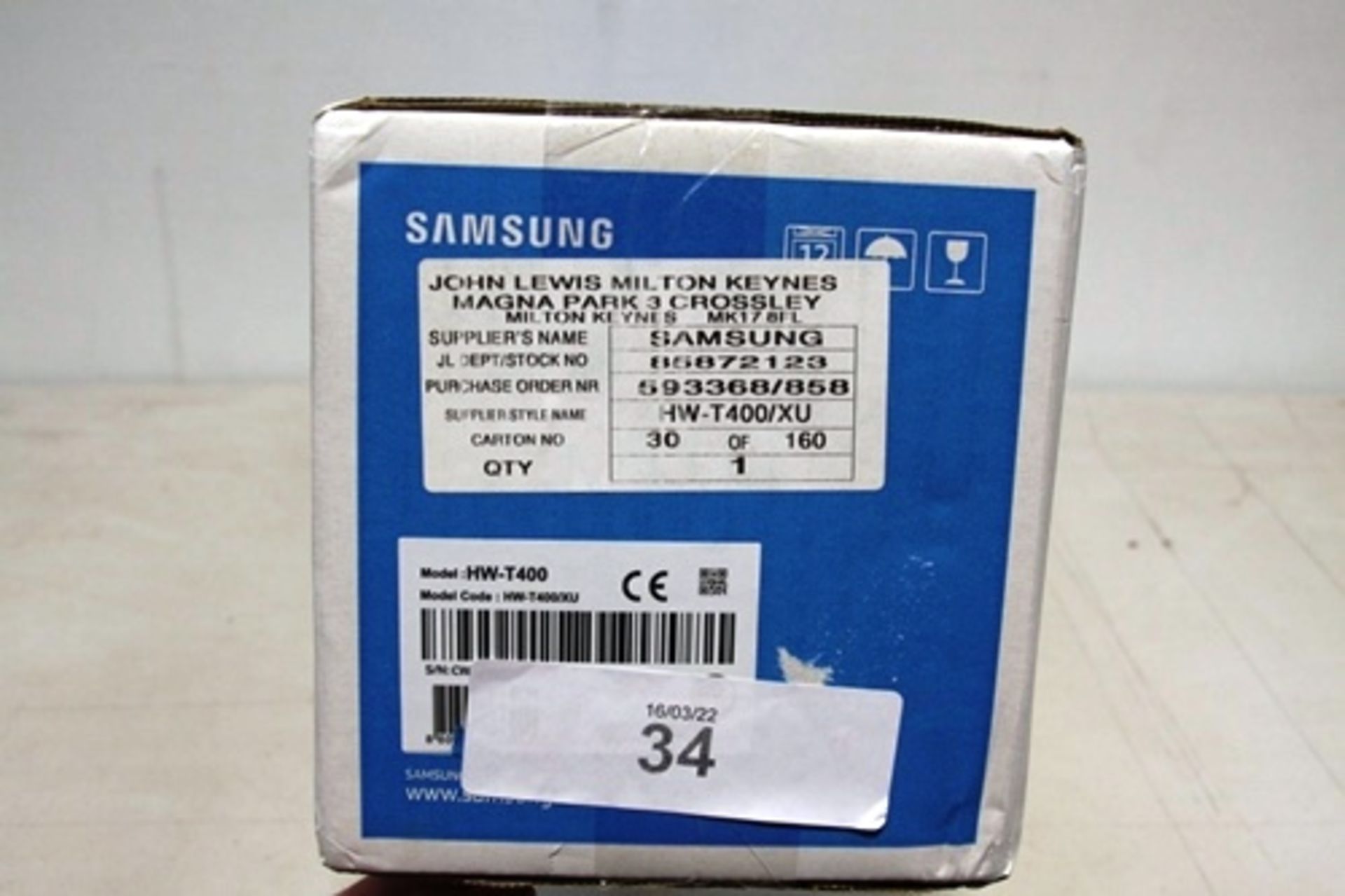 1 x Samsung soundbar, model HW-T400 - New (ES8) - Image 2 of 2