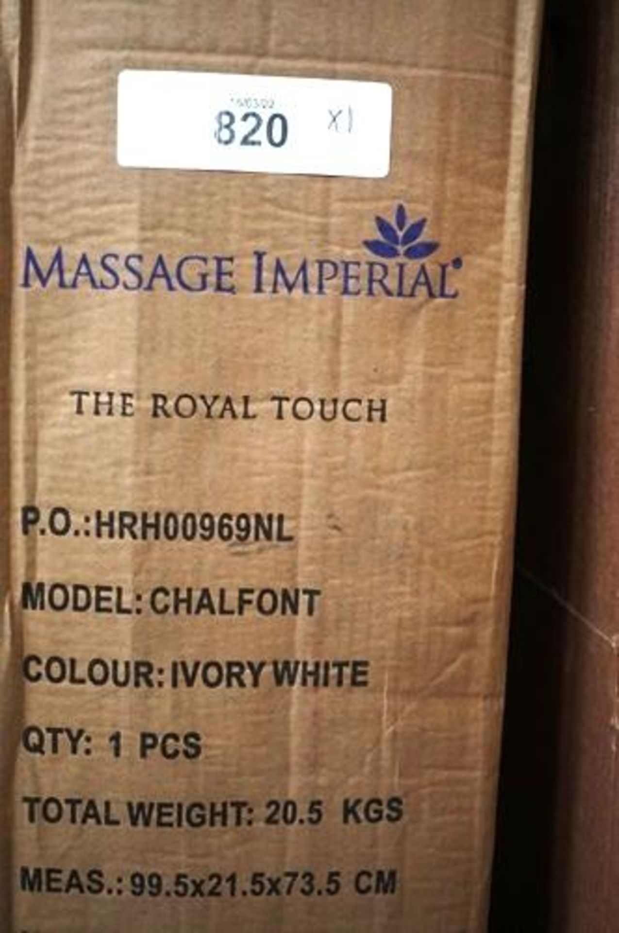 1 x Massage Imperial Chalfont ivory white, The Royal Touch massage table. -new- (GS31B).
