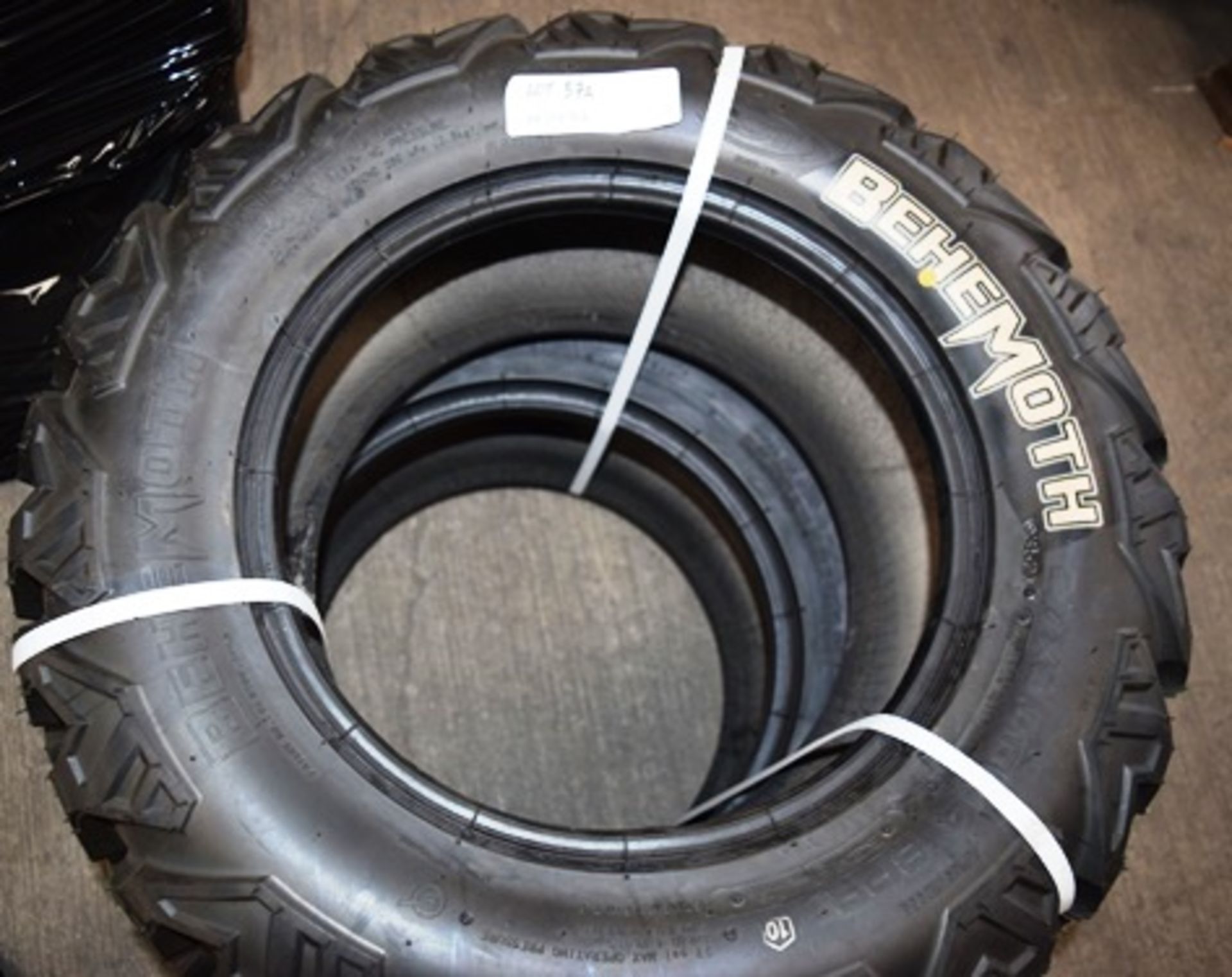 2 x Behemoth tyres, size 27 x 9.00 R14 8PR - New (GS8)
