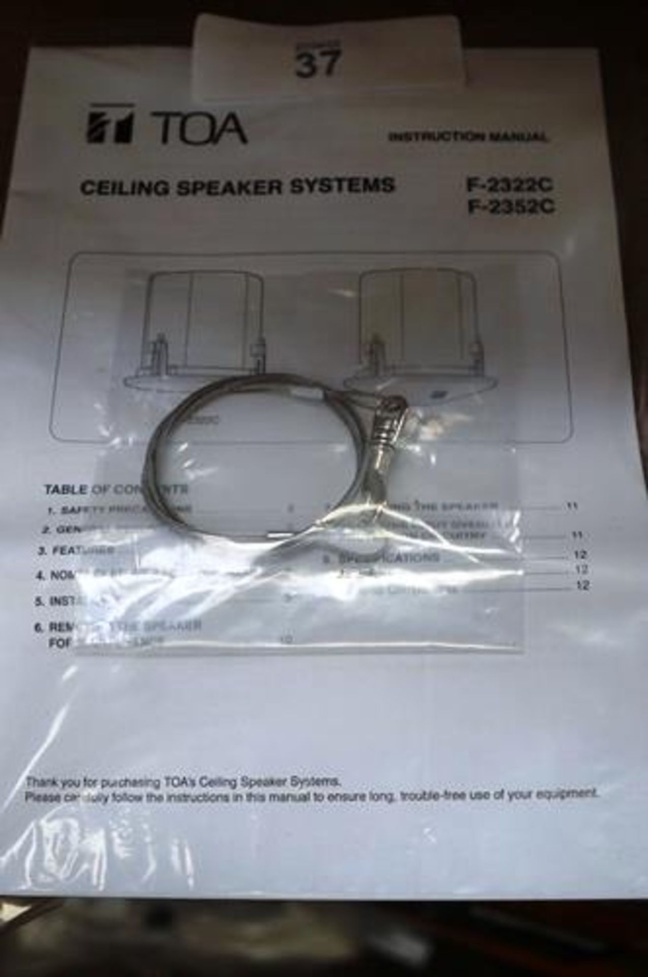 4 x TOA F-2352C ceiling mounted white speakers, 100V, 30 Wat max - New in box (ES2)