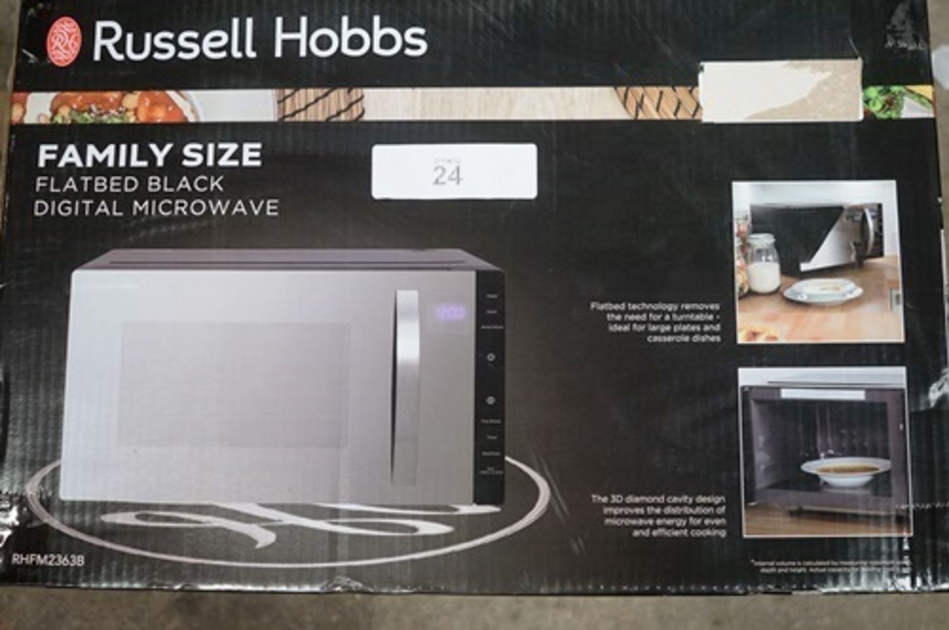 1 x Russell Hobbs flatbed 800W digital microwave, model 117167 - Sealed new in box (ES2)