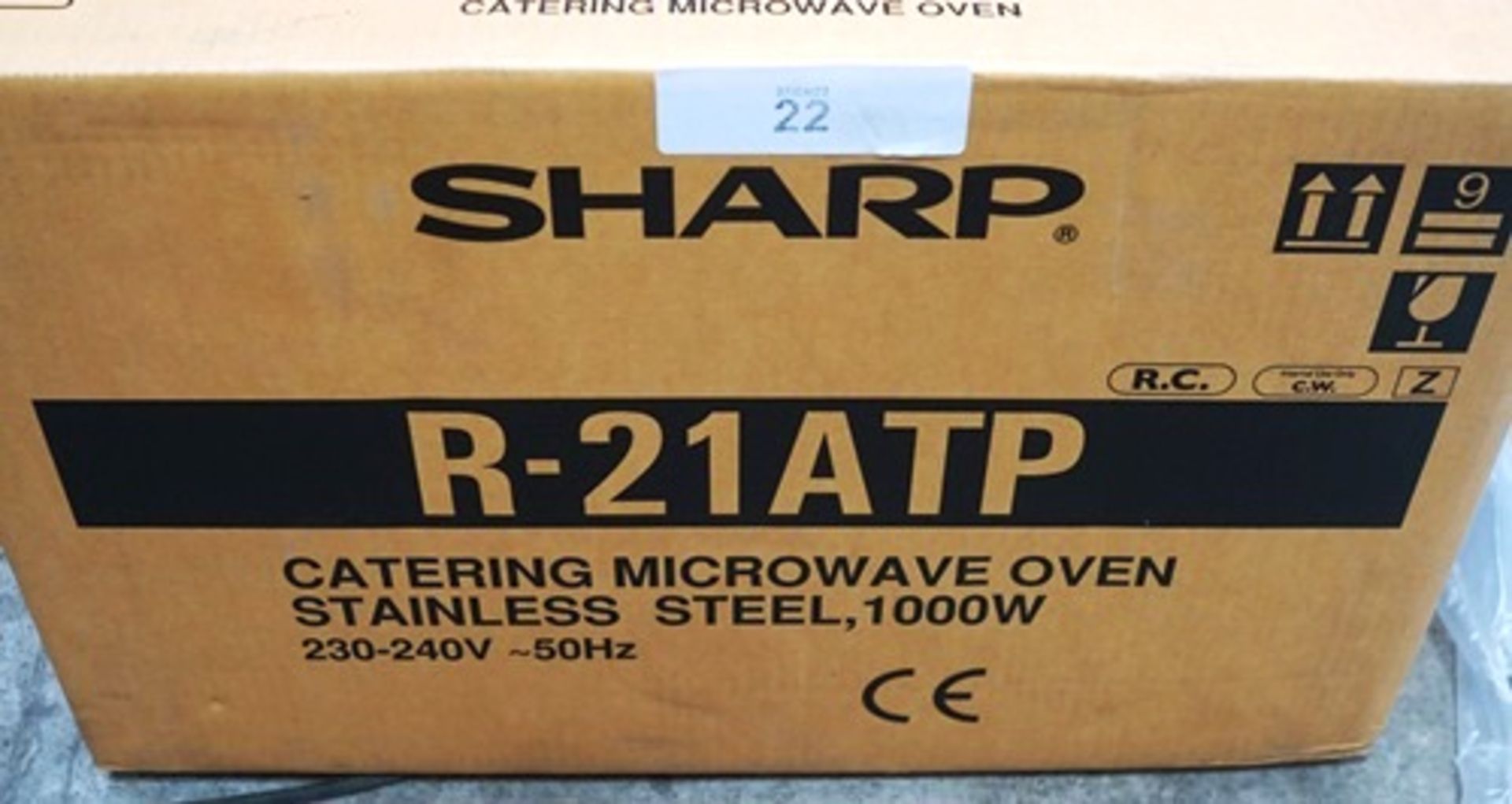 1 x Sharp R-21ATP 1000W commercial microwave, model MIC003R-21ATP - Sealed new in box (ES2)