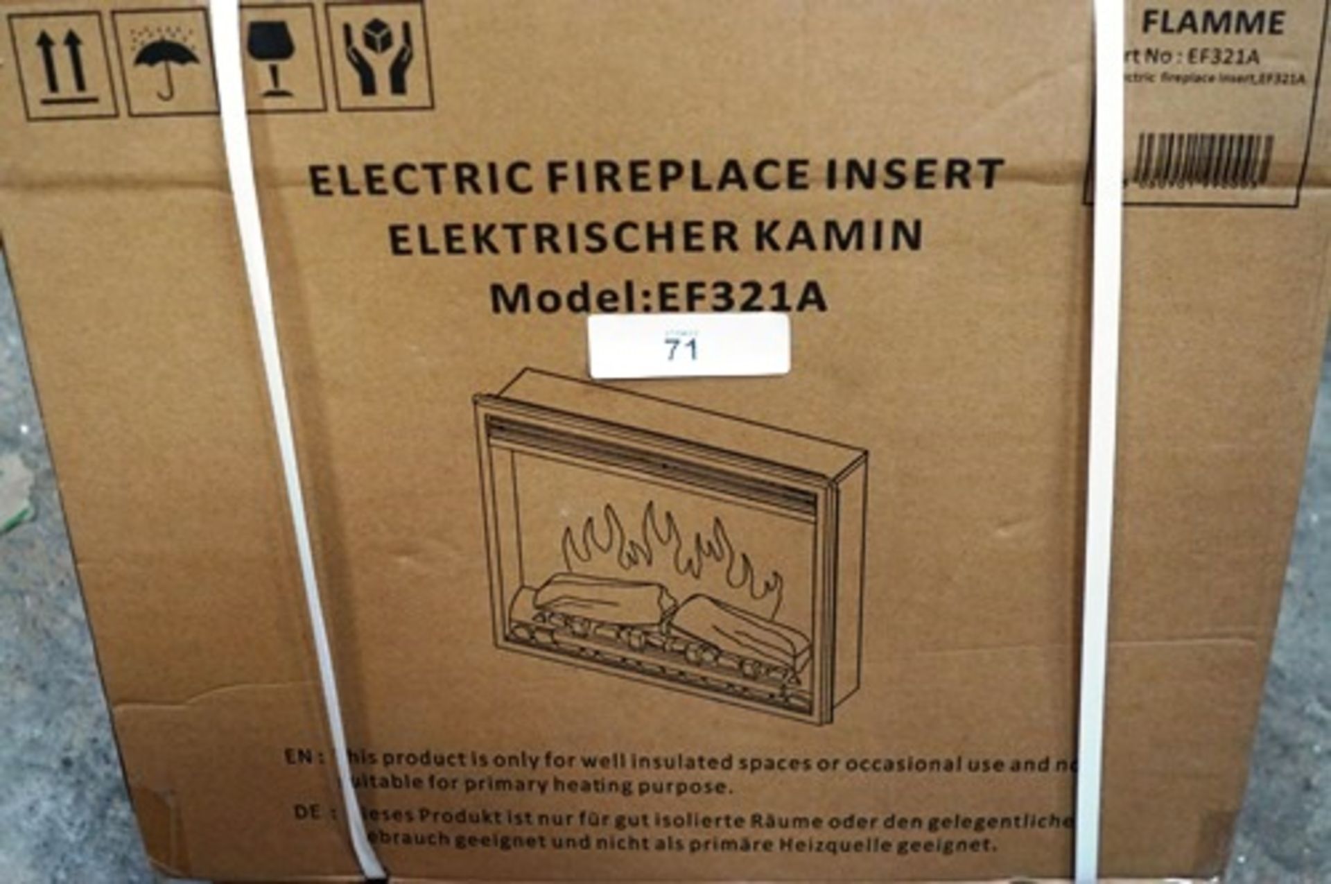 1 x Flamme electric fireplace insert, model EF321A - Sealed new in box (ES3)