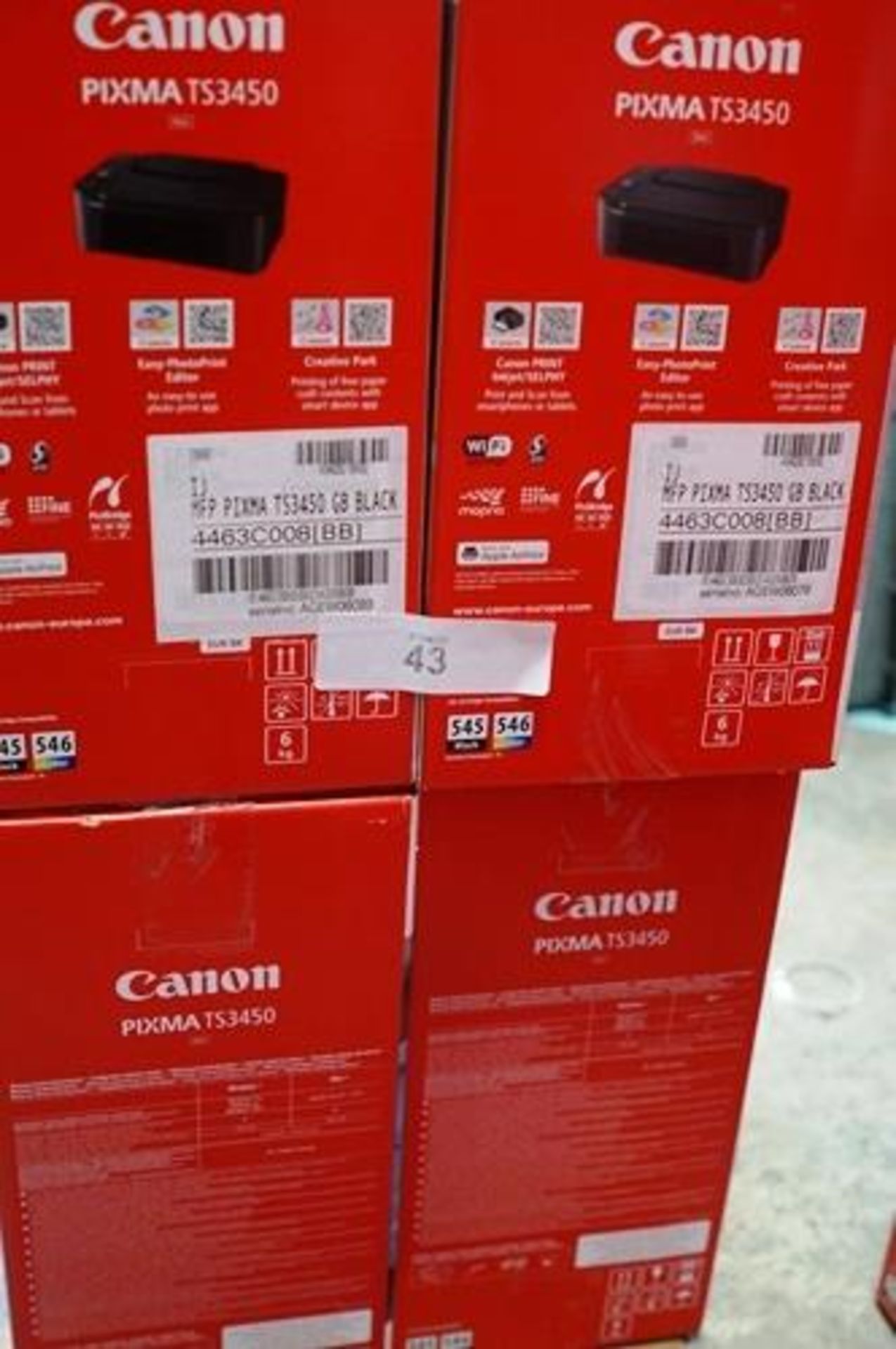 4 x Canon Pixma TS3450 printers - Sealed new in box (ES8) - Image 2 of 2