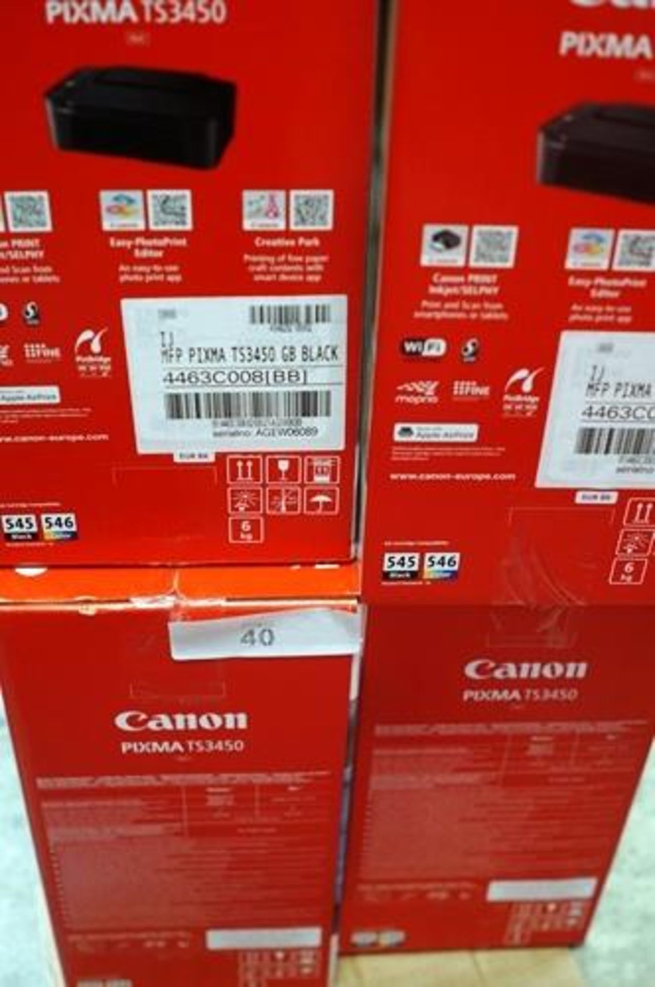 4 x Canon Pixma TS3450 printers - Sealed new in box (ES8) - Image 2 of 2