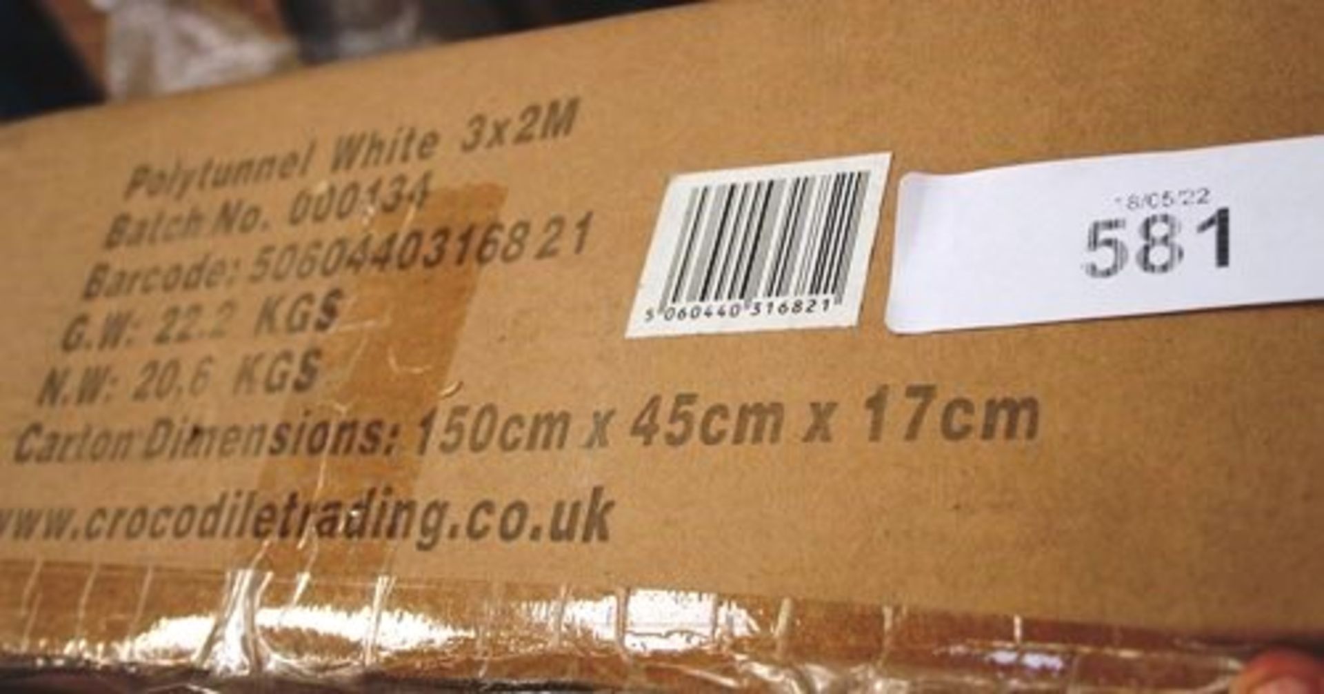 1 x Crocodile Trading white 3 x 2m poly tunnel - New in box (GS20end)