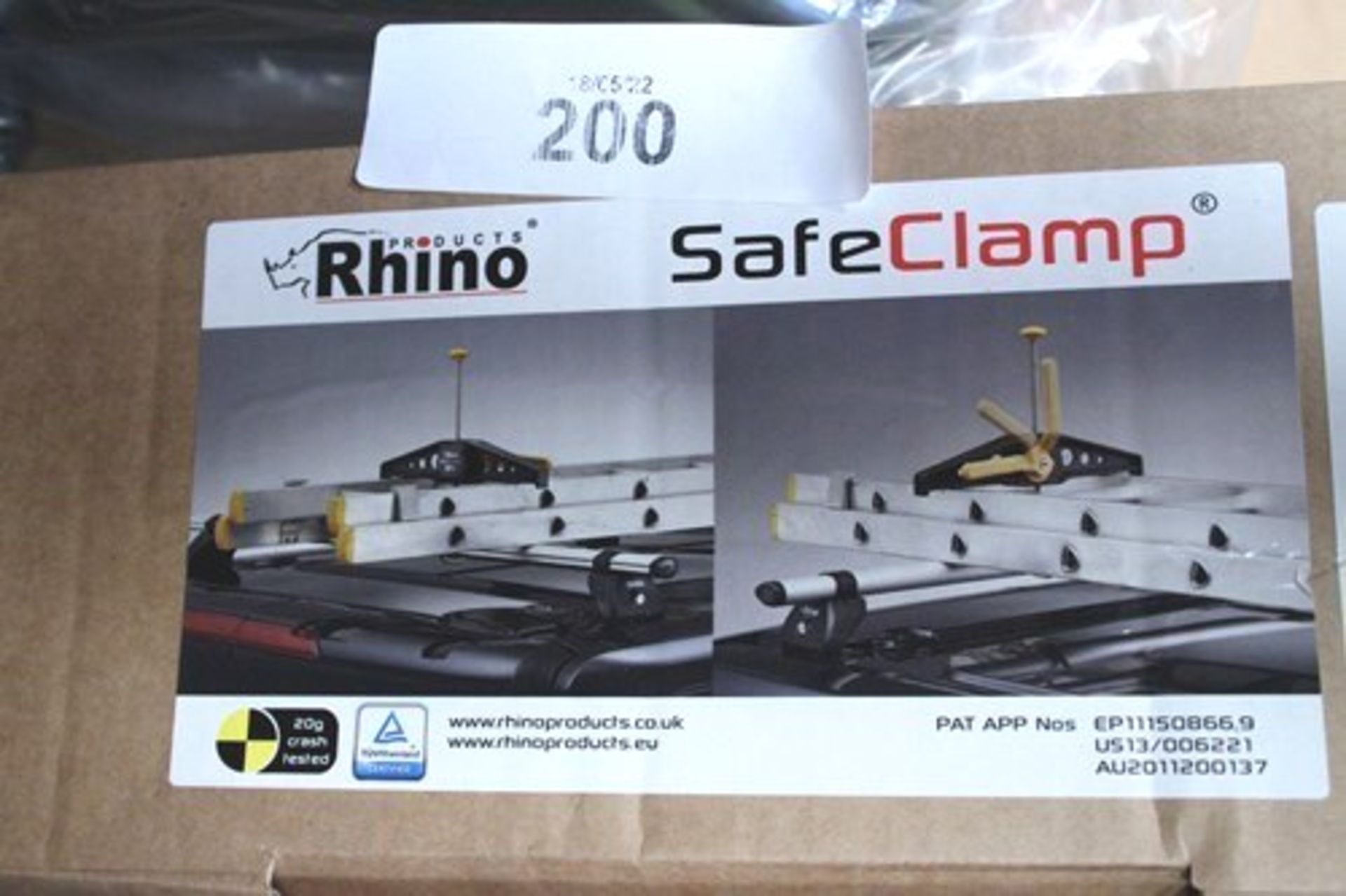 A pair of Rhino safe clamp ladder storage clamps, model RAS21 - New in box (GS14)