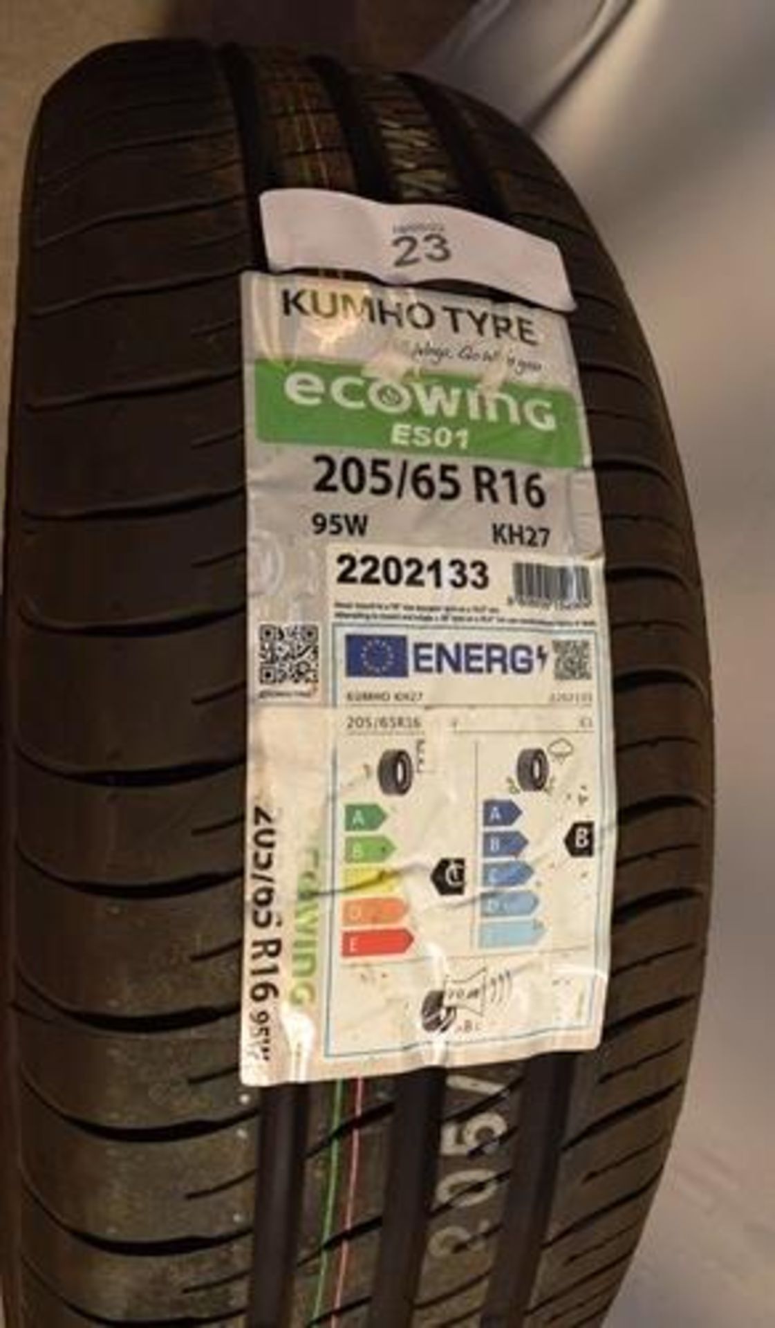 1 x Kumho Ecowing KH27 ES01 tyre, size 205/65R16 95W - New with label (GS2) - Image 2 of 2