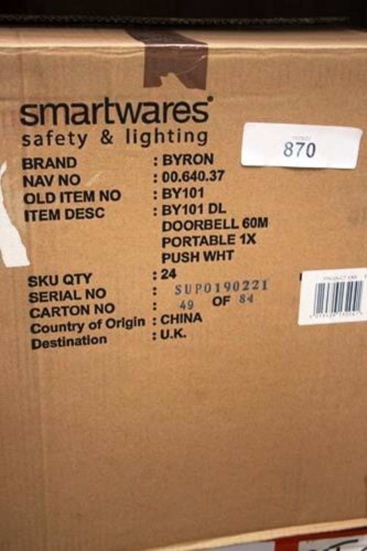 24 x Byron wireless door chime sets, code BY101 - New (GS43B) - Image 2 of 2