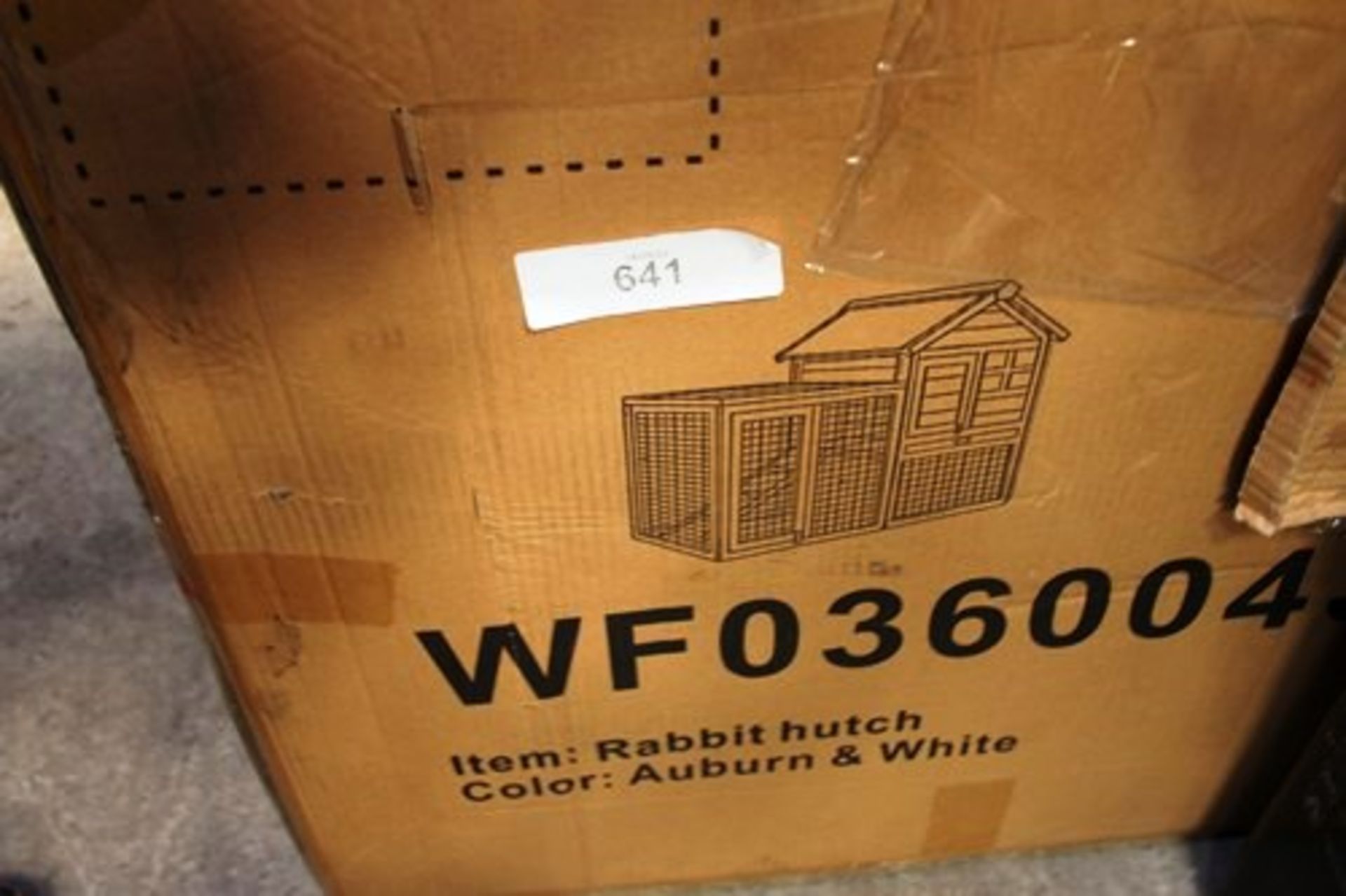 1 x unbranded auburn and white rabbit hutch, code WF03600 4JAA - New in box (Gs16)