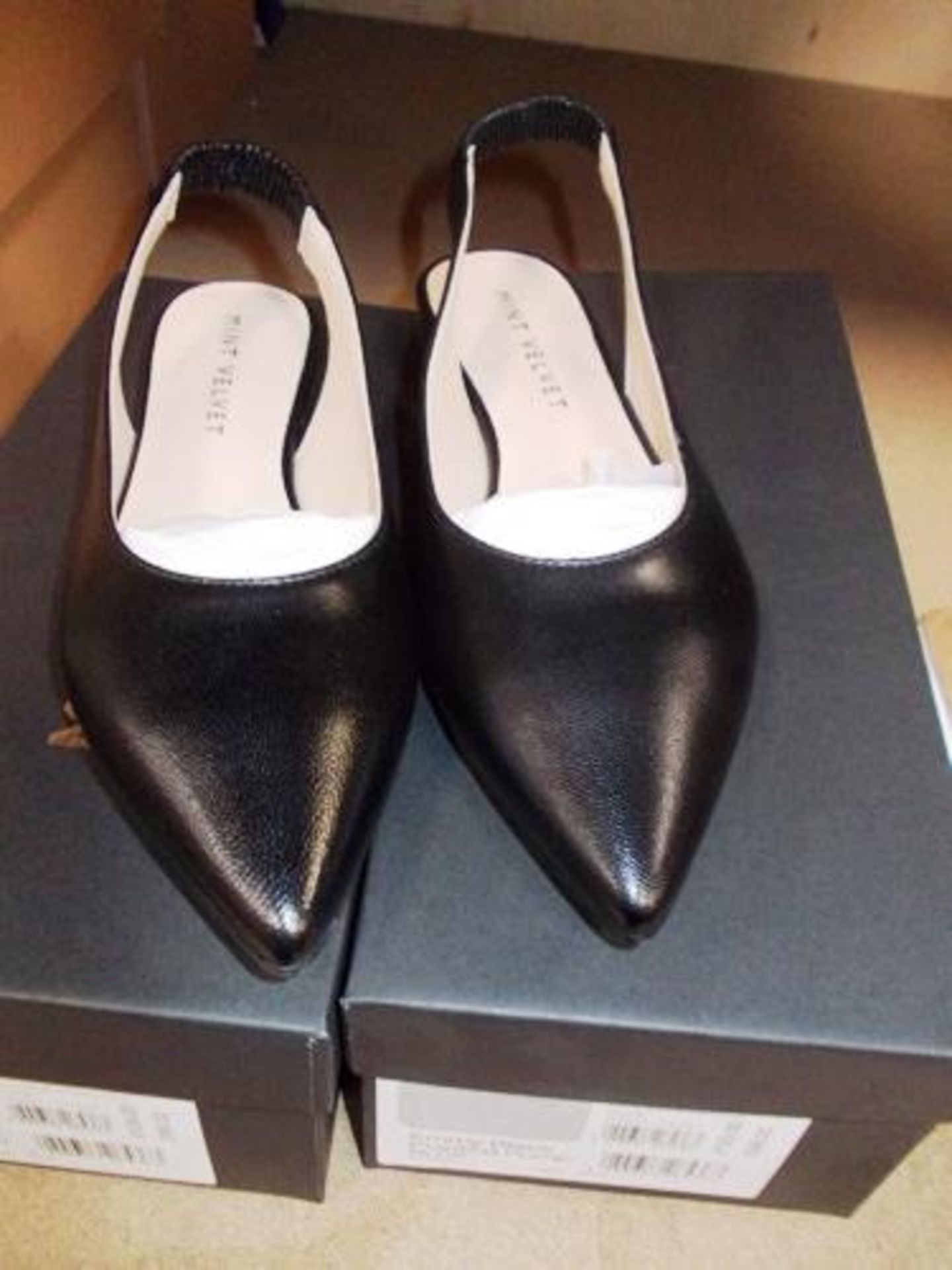 2 x pairs of Mint Velvet Emmy black pointed pumps, size 6, RRP £99.00 each - New in box (E1B)