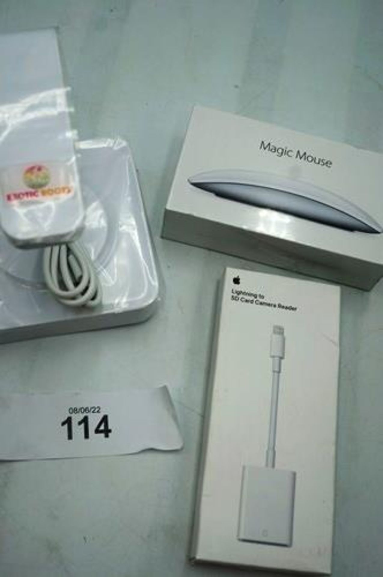 1 x Apple Magic Mouse 2, model MLA02Z/A, sealed, 1 x Lightning to SD card camera reader together