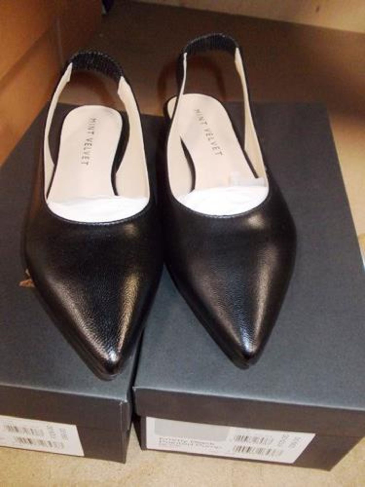 2 x pairs of Mint Velvet Emmy black pointed pumps, size 6, RRP £99.00 each - New in box (E1B)