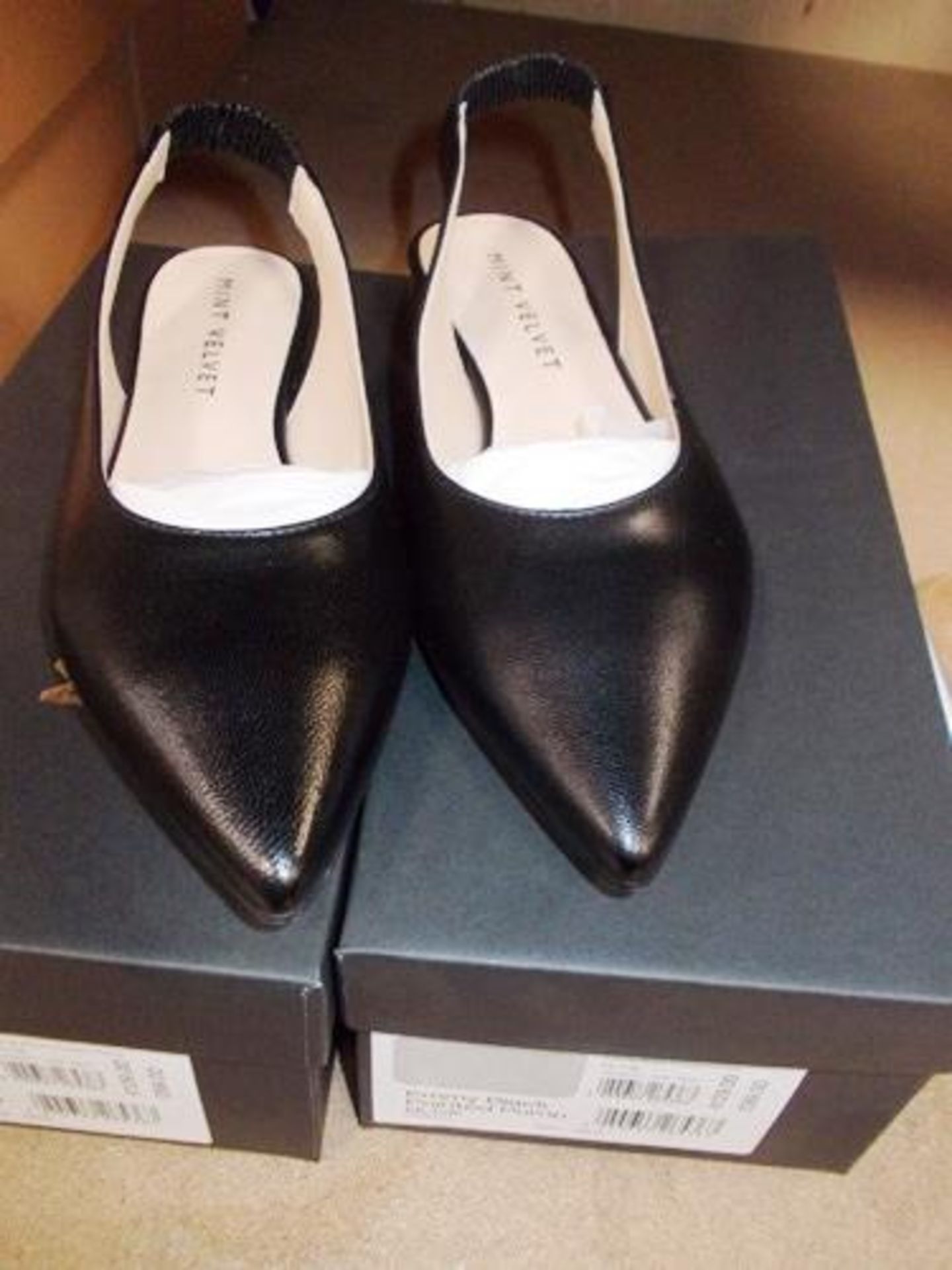 2 x pairs of Mint Velvet Emmy black pointed pumps, size 6, RRP £99.00 each - New in box (E1B)