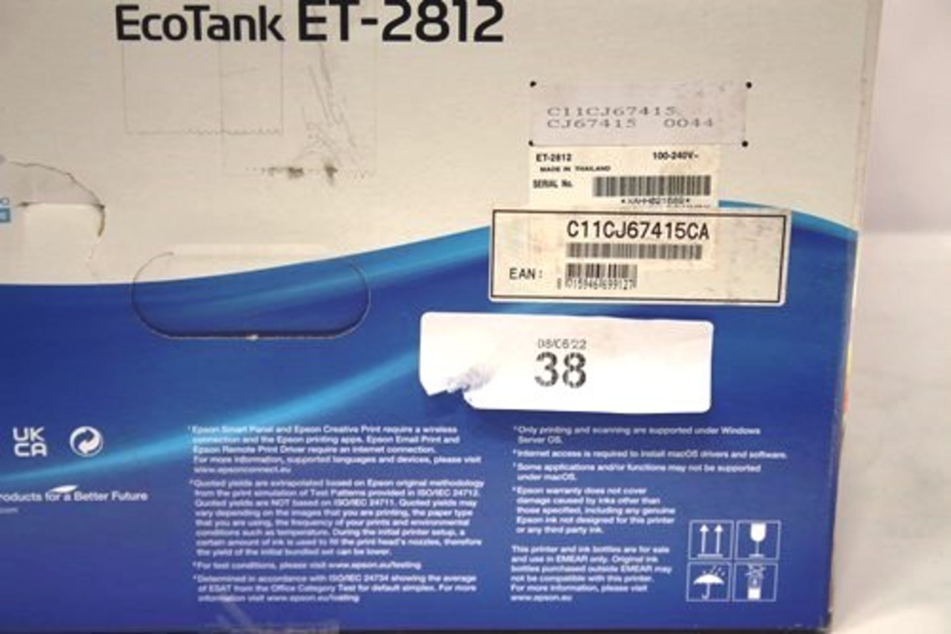 1 x Epson EcoTank ET-2812 printer - New (ES3) - Image 2 of 2