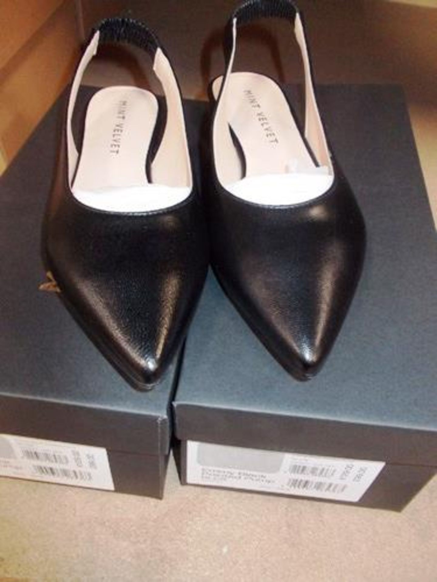 2 x pairs of Mint Velvet Emmy black pointed pumps, size 6, RRP £99.00 each - New in box (E1B)