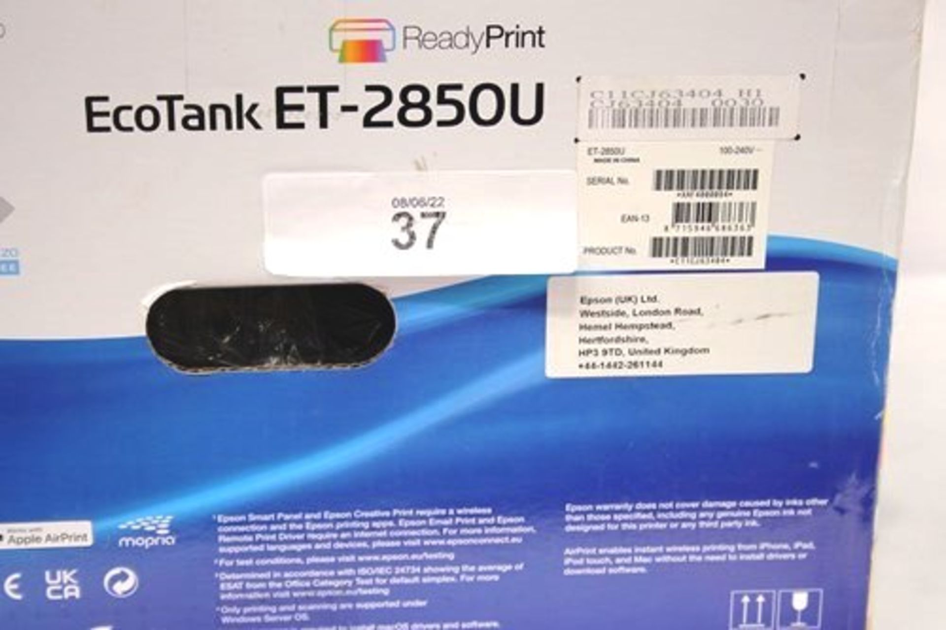 1 x Epson EcoTank ET-2850U printer - New (ES3) - Image 2 of 2