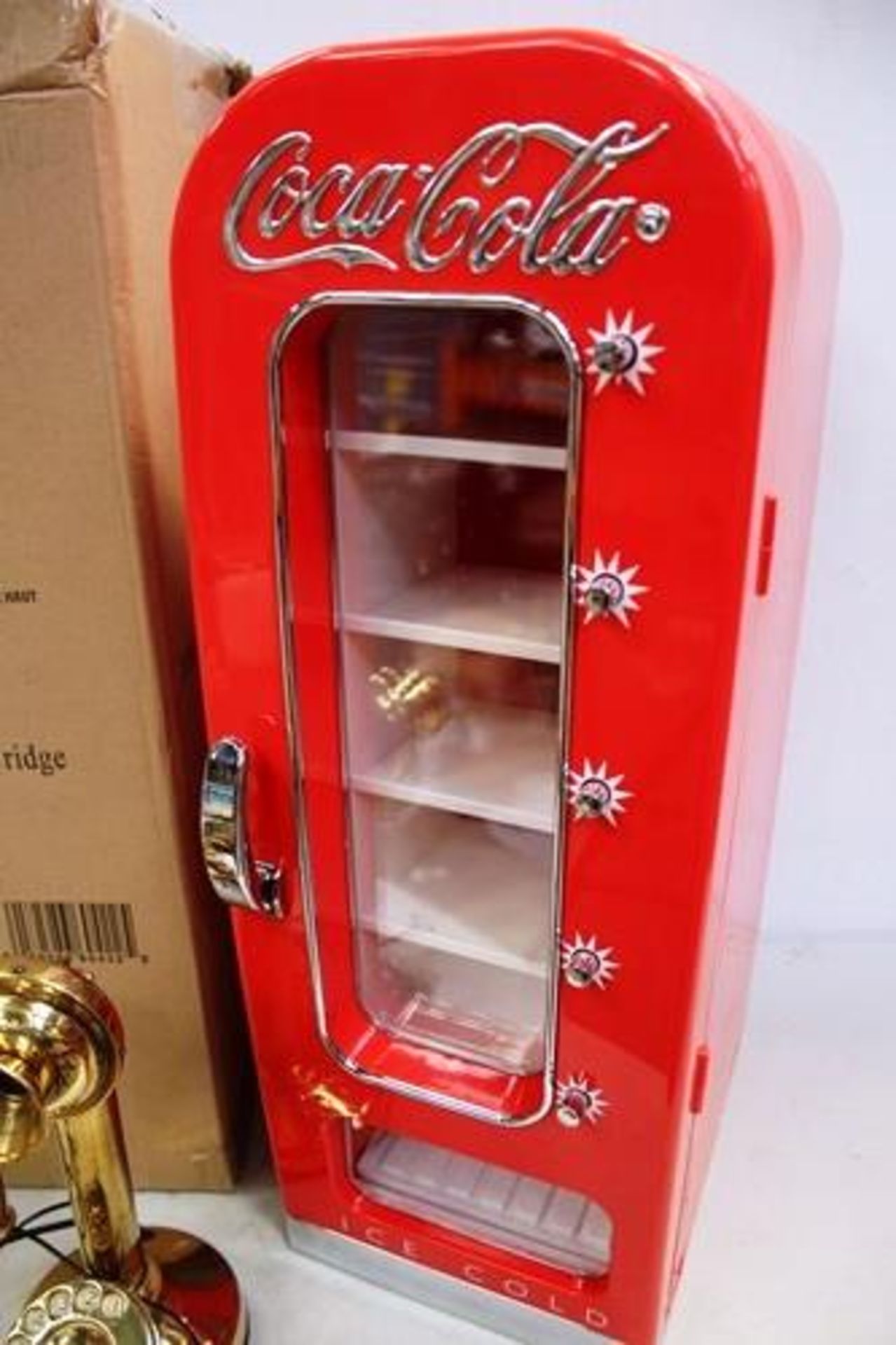 1 x retro style Coca-Cola can chiller, model CVF18, together with 1 x gold colour retro - Image 2 of 4