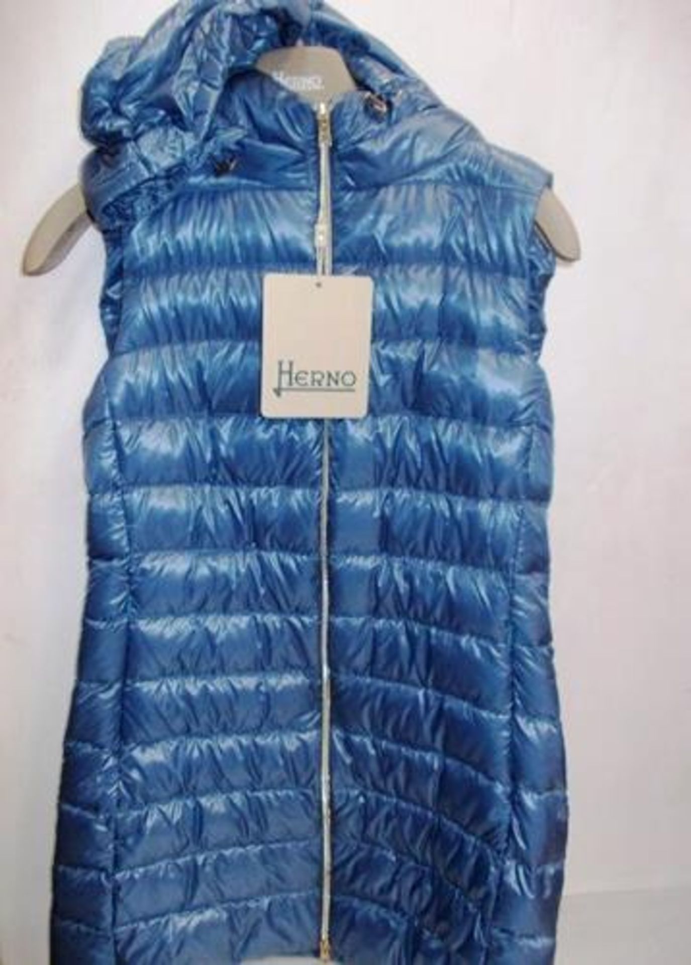 1 x Herno hooded blue gilet, EU size 44 - New with tags (E1A)