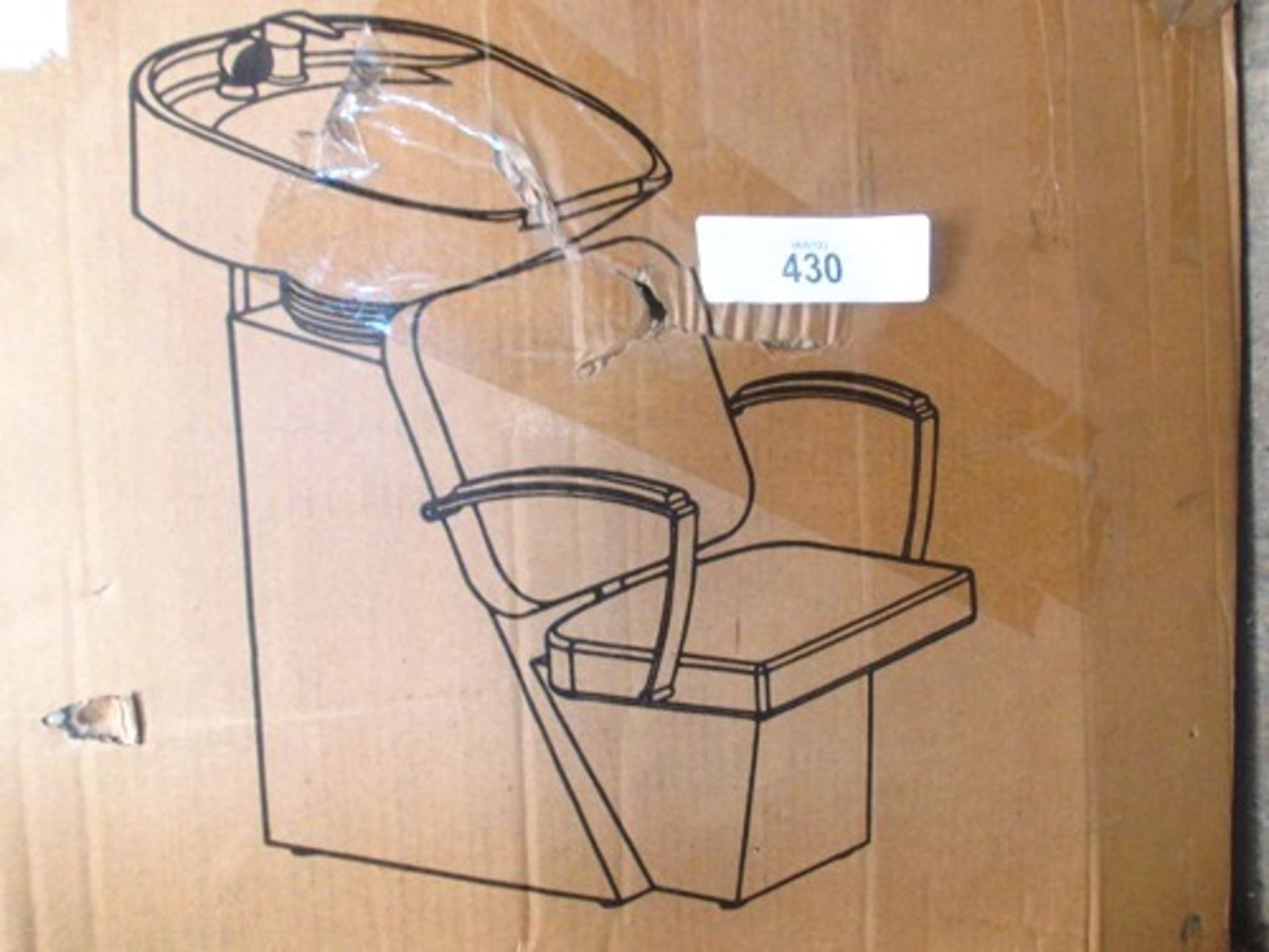 1 x black faux leather finish salon chair with hair washing backwash basin - New in box, box