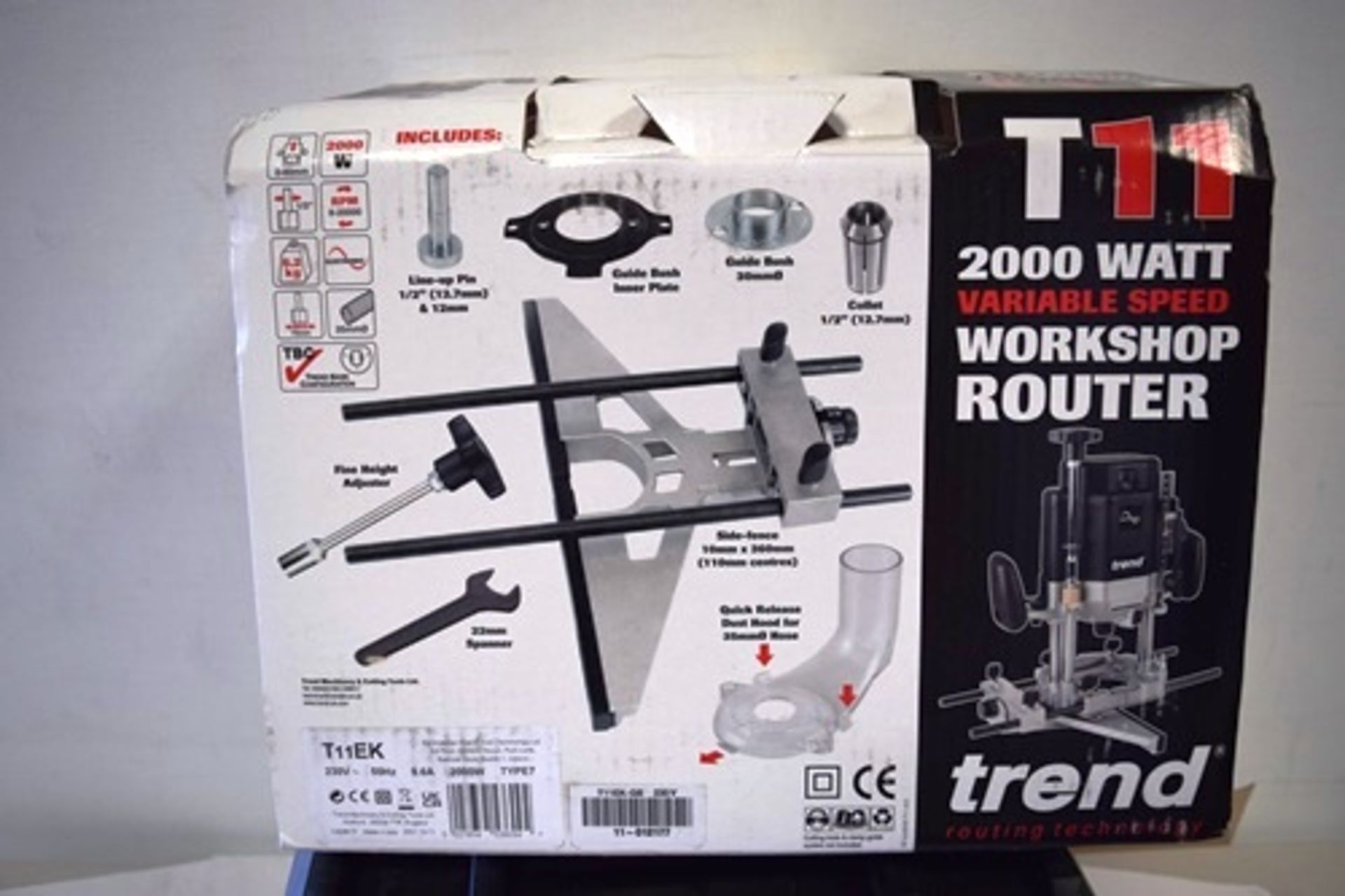 1 x Trend T11EK 2000W variable speed workshop router, together with 1 x Trend 35 piece router cutter - Image 9 of 10