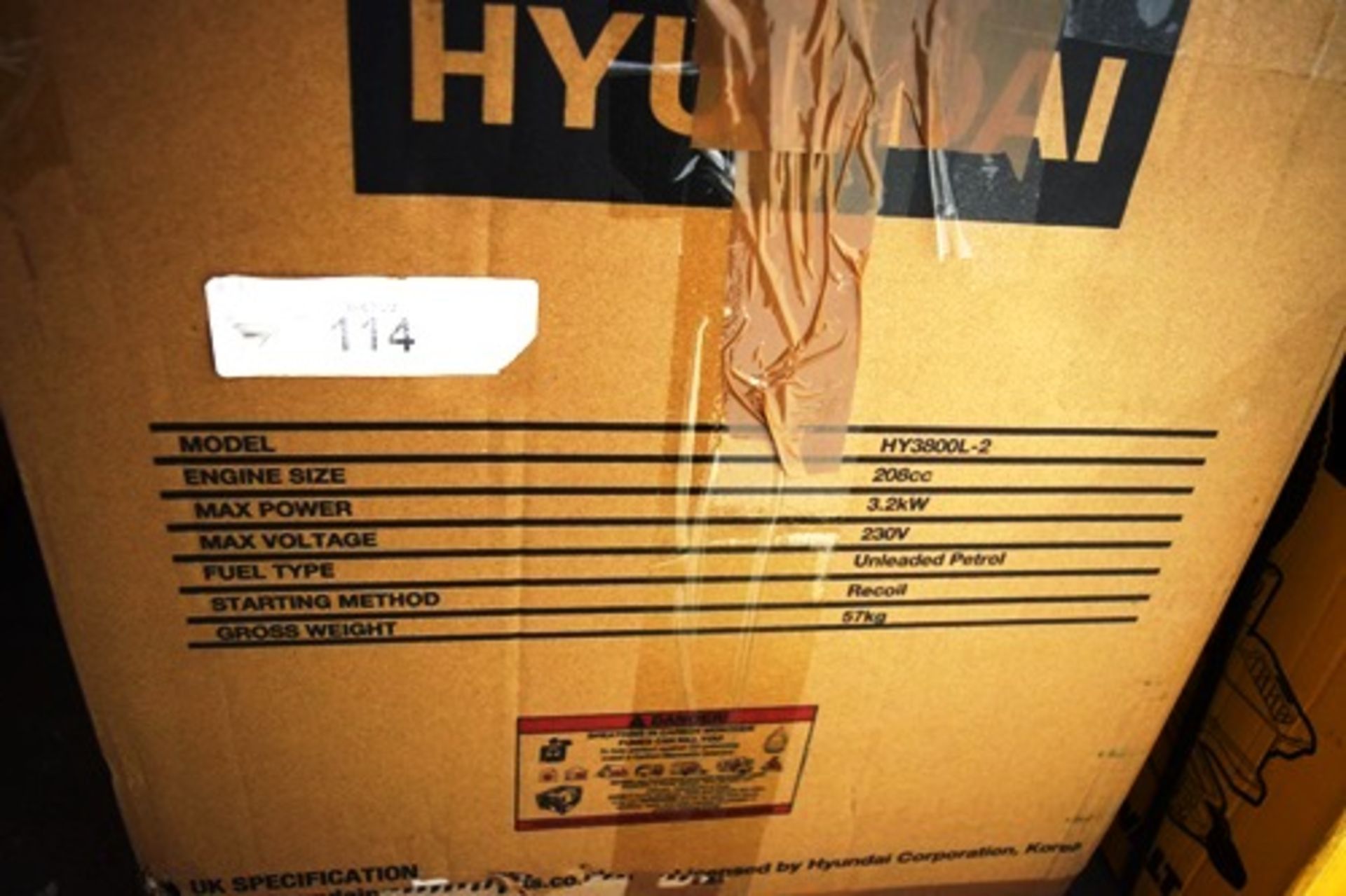 1 x Hyundai petrol generator, model HY3800L-2, 208cc, 3.2kw, 230V - New in box (SWT1) - Image 3 of 3