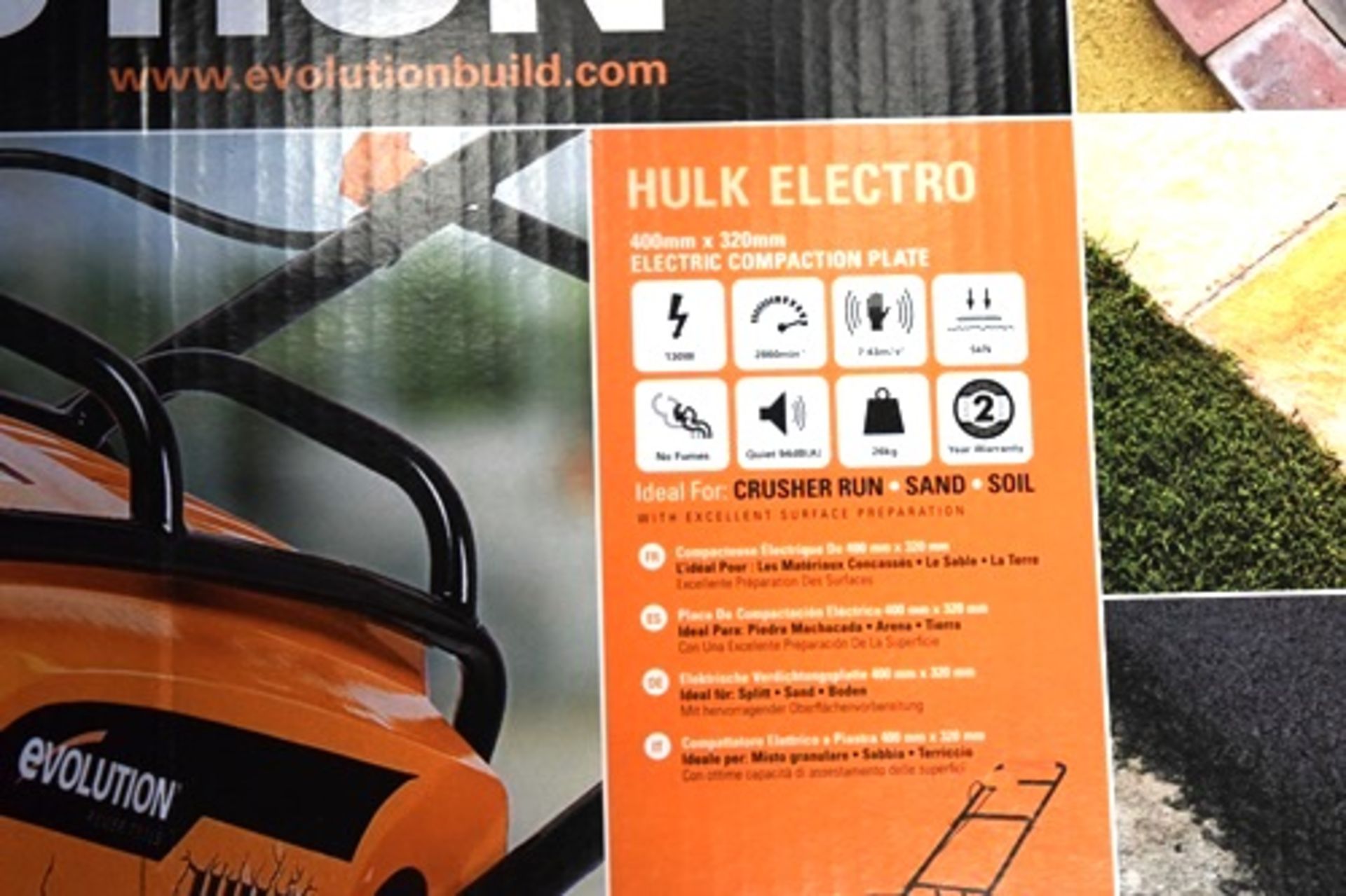 1 x Evolution Hulk electric compaction plate, plate size 400mm x 320mm, 230V - New in box (BRSW) - Image 2 of 3