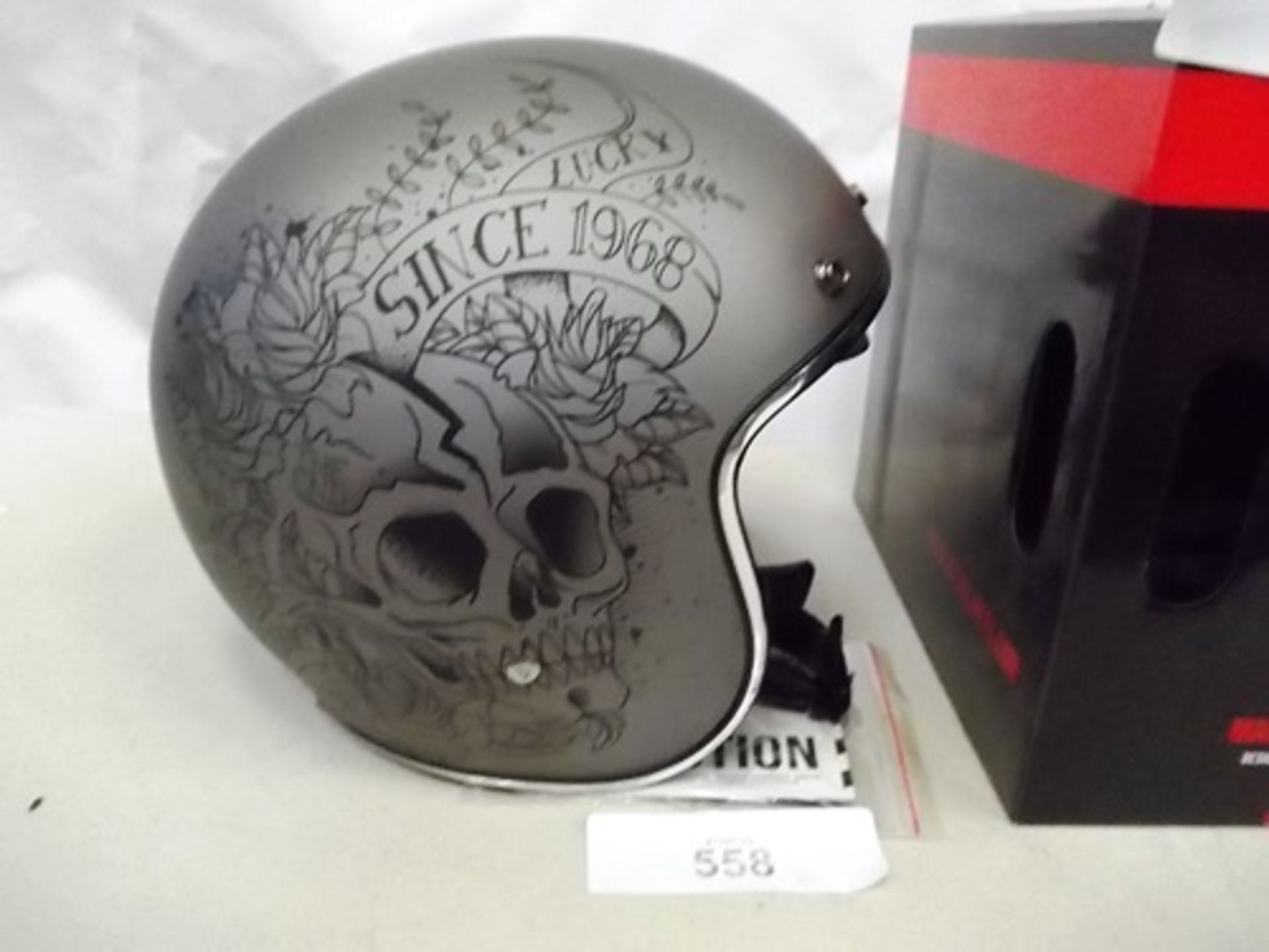1 x MT Helmets Le Mans 2 SV motorbike helmet, version Skull & Roses AT matte grey, size M - New in - Image 2 of 2