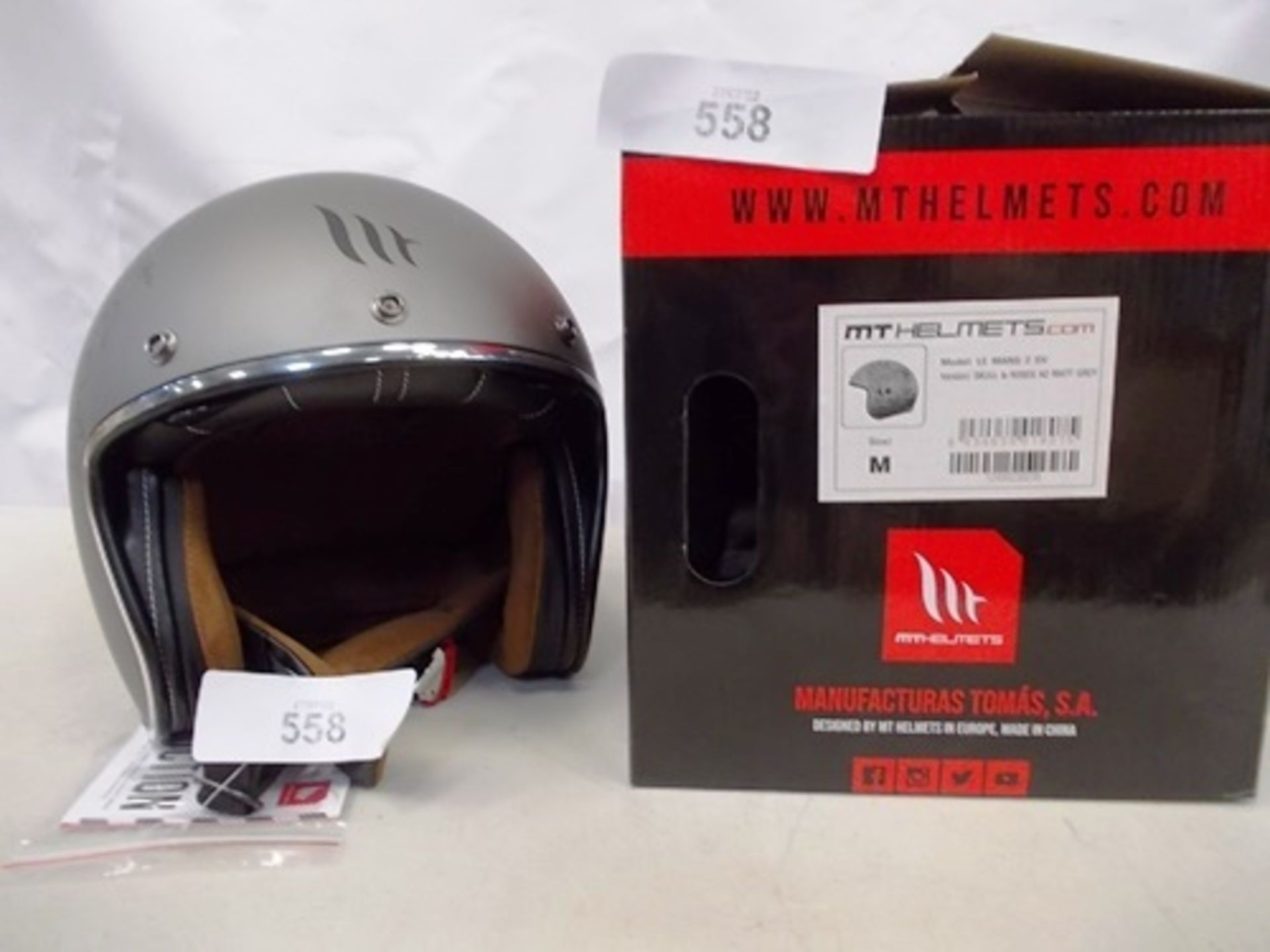 1 x MT Helmets Le Mans 2 SV motorbike helmet, version Skull & Roses AT matte grey, size M - New in