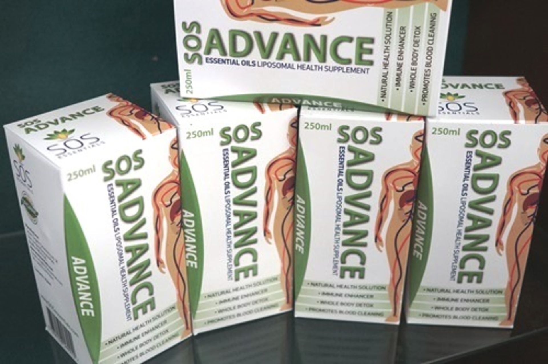 5 x 250ml bottles of SOS Advance Whole Body Detox Liquid, expiry 03/24 - New in box (C14B)