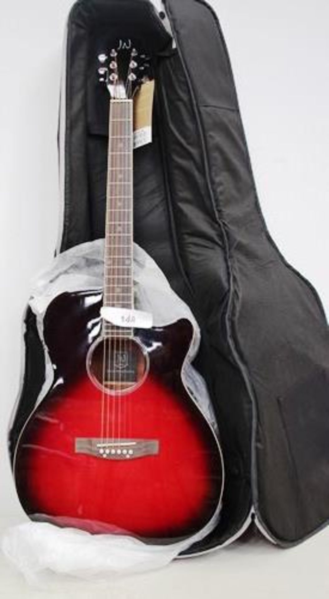 1 x JN Bessie Series Red Burst guitar, model BES-ACETRB together with 1 x padded guitar bag, RRP £