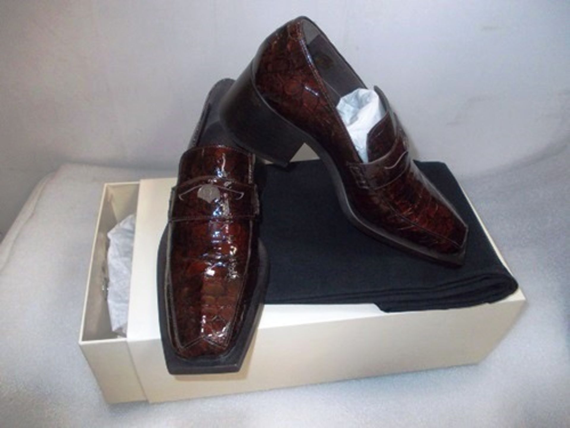 1 x pair of Martine Rose ladies brown croc embossed Bagleys loafers, size 38 - New (S15) - Image 2 of 2
