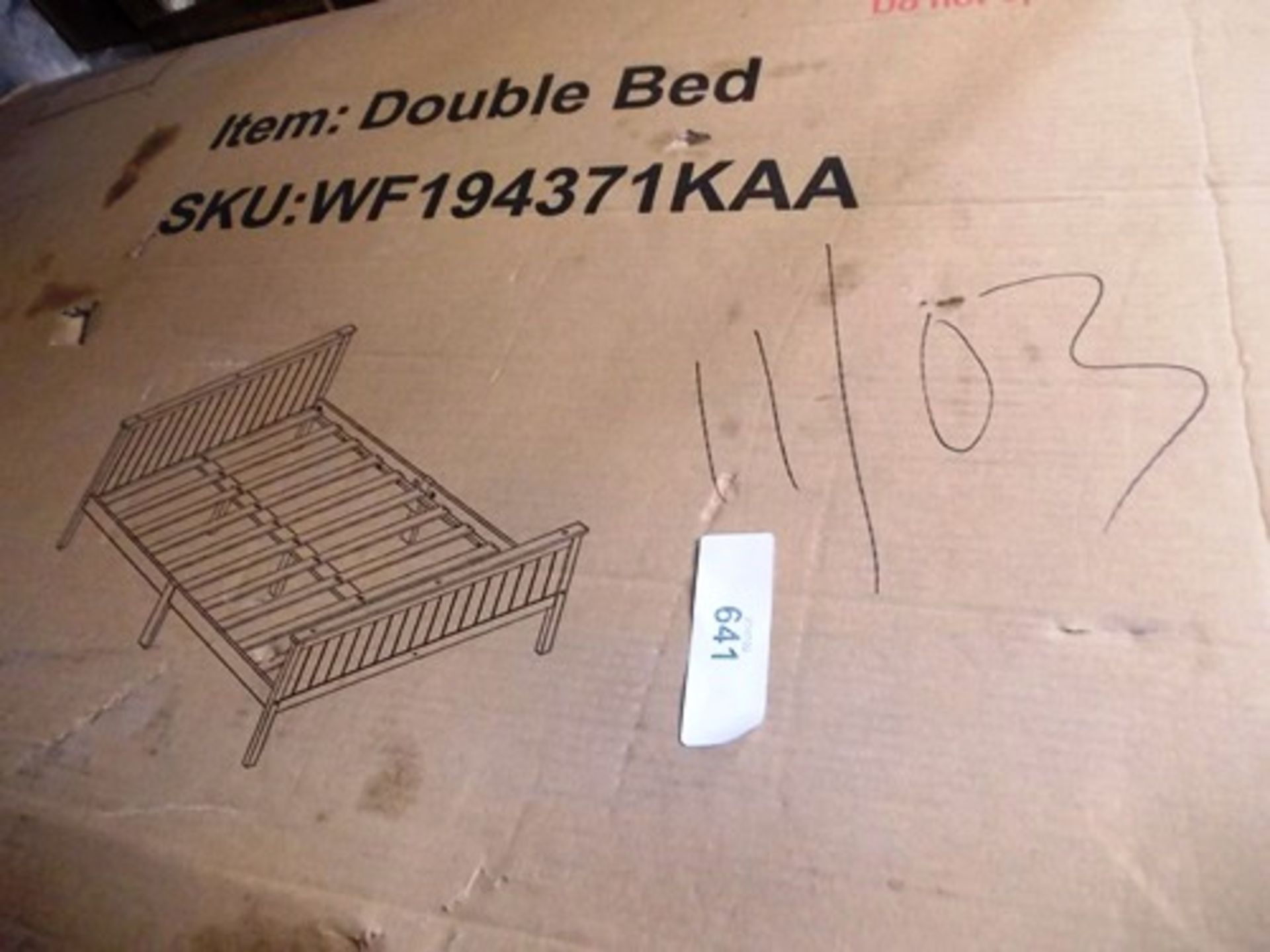 1 x unbranded double bed, SKU: WF194371KAA, new in box, box tatty, together with 5 x headboards in