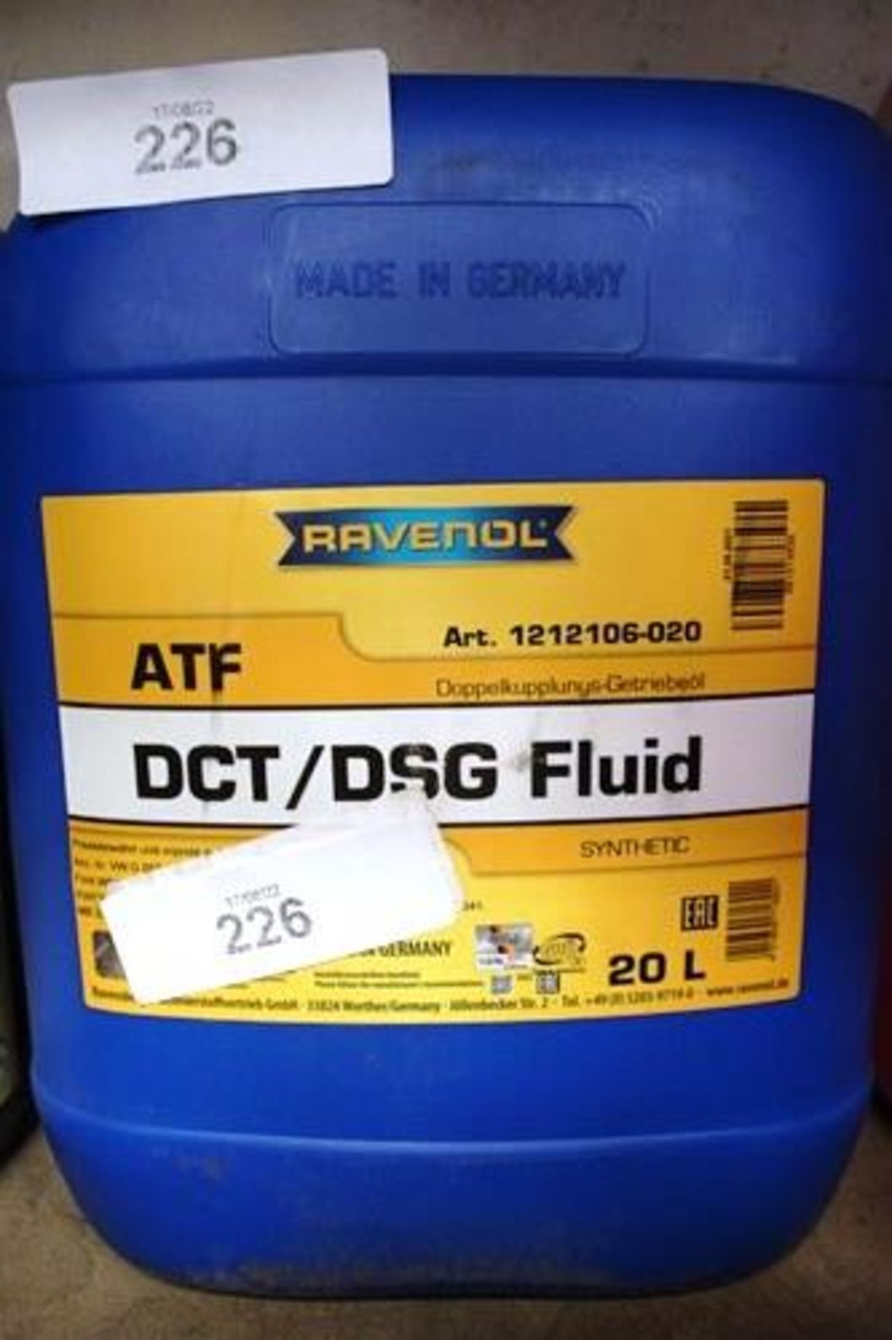 1 x 20 litre bottle of Ravenol ATF/DCT/D5G clutch fluid - New (GS12)