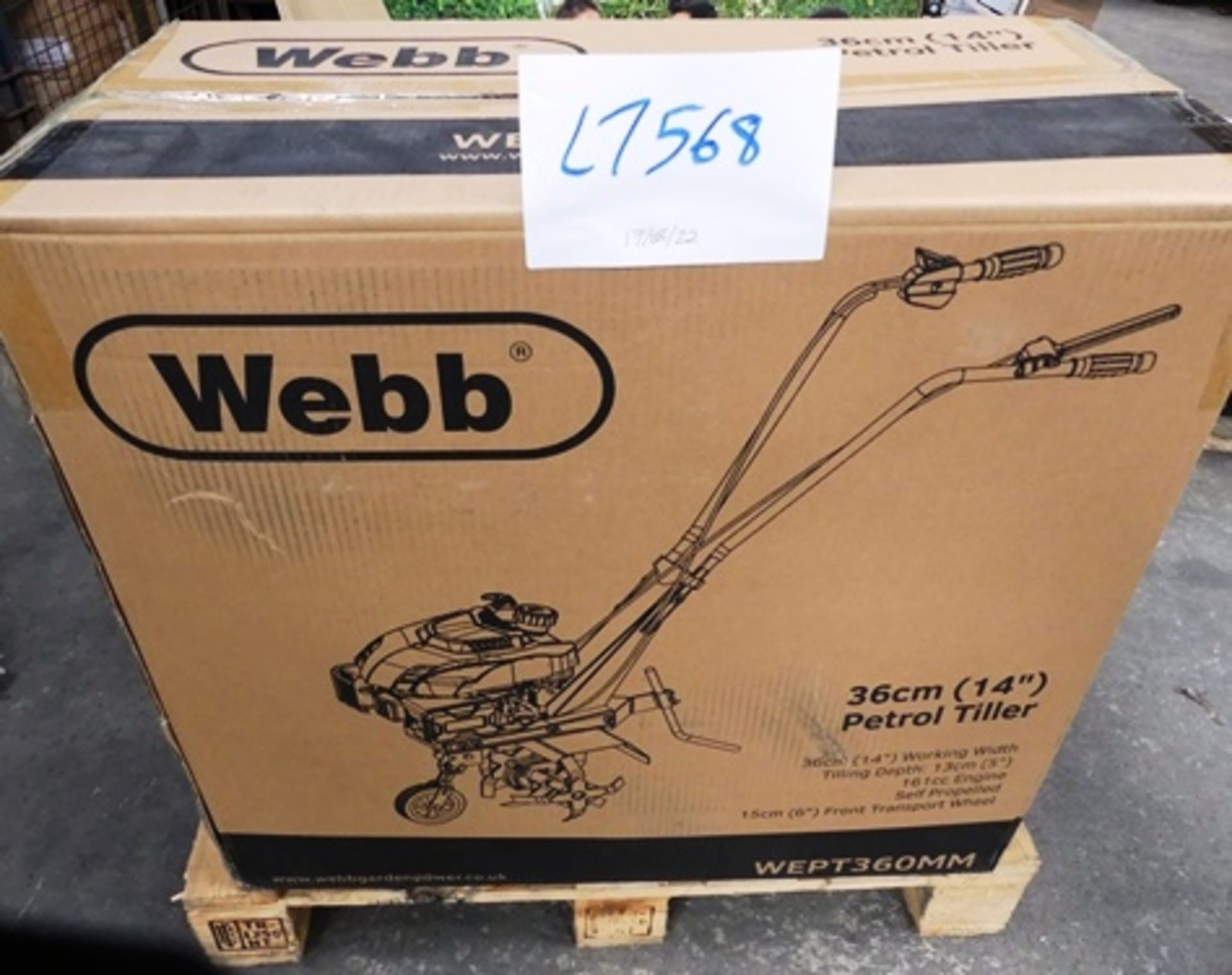 1 x Webb 36cm (14") petrol tiller, Model WEPT360MM - Sealed new in box (GS35)